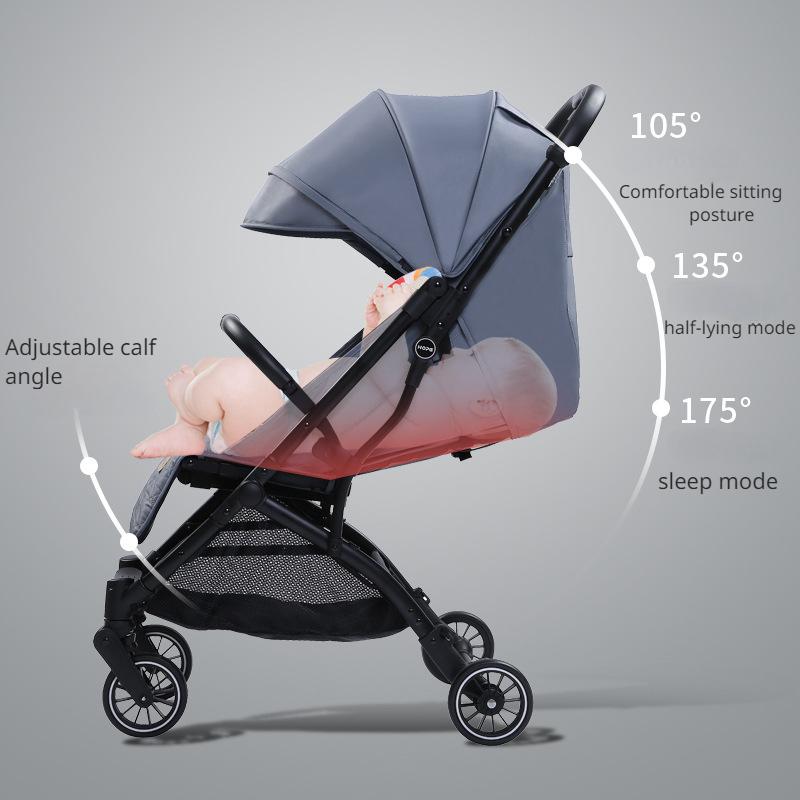 

Легкая коляска, коляска, которая может сидеть, лежать и переворачивать сиденье, складывание одной рукой, дополнительное место для хранения, детский лоток