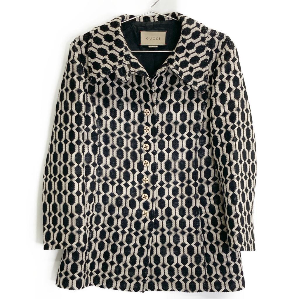 Gucci Domestic Regular All-over Pattern 649031 Wool Flannel Tweed Jacket 40 blackUsed