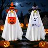 Cute Halloween Goose Figure Ghost Costume, Wizard Hat, Cape, Pumpkin Candy Pattern Decor Bag, Outdoor Yard Decoration for Statue or Garden