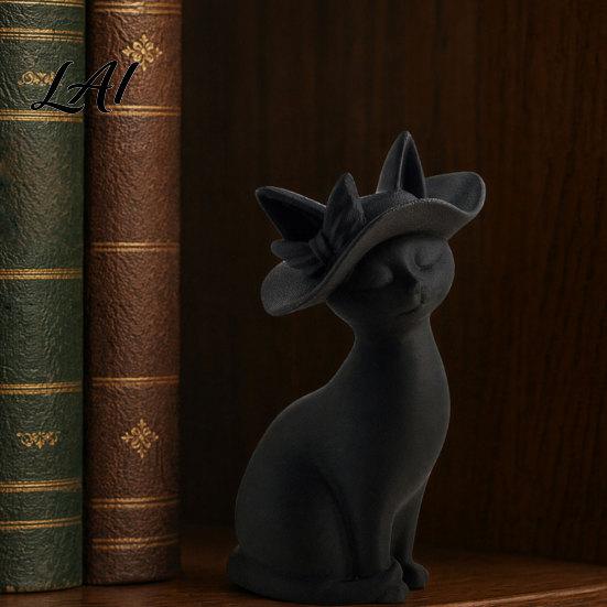 Cat Figurine 3D Printed Figurine Minimalist Modern Elegant Sculpture Vintage Inspired Decor Small Collectible Animal Statue for Shelf Desk Sculpture