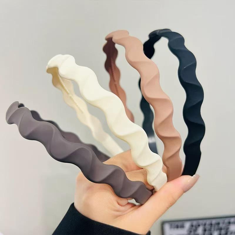 Korean Style Frosted Wave Headband Hair Tamer for Flyaways, High Skull Top, Non-Slip Hair Clip with Teeth for Women.