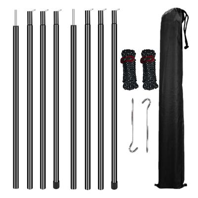 Conjunto de 2 Hastes para Barraca Hastes Ajustáveis para Lona Hastes de Aço para Toldo de Proteção Solar Acampamento Substituição Com Estacas e Cordas