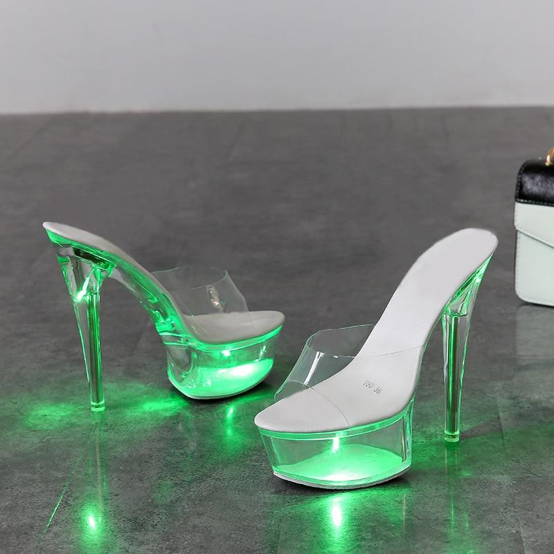 Ladies Stilettos Sexy Catwalk Model Crystal Shoes Luminous Stage 190 Series 15cm Heel 6.5cm Platform LFD
