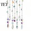 Glittering Window Pendant Crystal Wind Chime Pendant, Sun Catchers with Long Outdoor Courtyard Accessory Tassel, Sophisticated Hanging Ornament