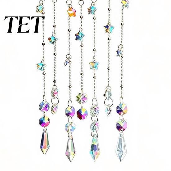 Glittering Window Pendant Crystal Wind Chime Pendant, Sun Catchers with Long Outdoor Courtyard Accessory Tassel, Sophisticated Hanging Ornament