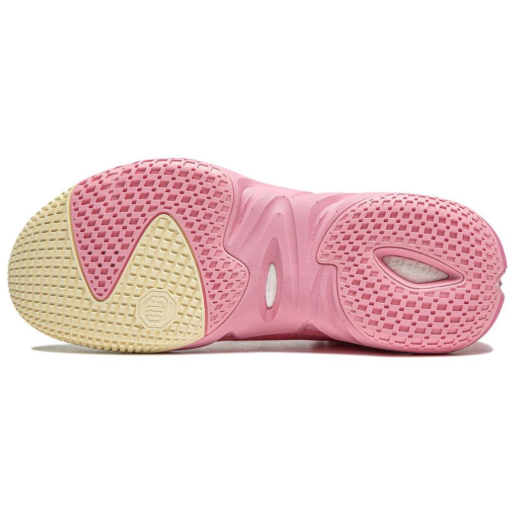 New LiNing Anti five 4 Cushioned Wear Resistant Breathable Mid Top Basketball Shoes Men's Pink Yellow ABFU015-2