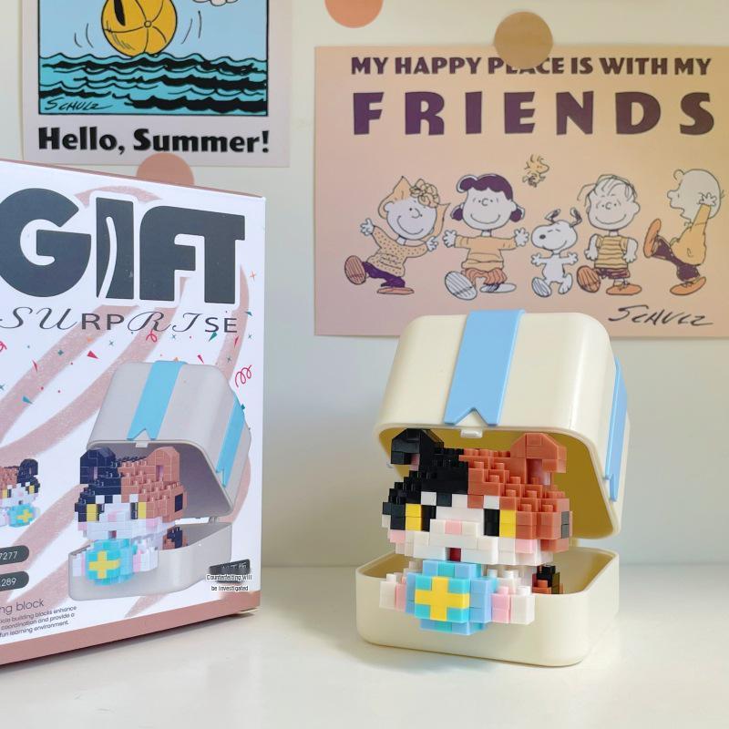 LEGO Compatible Red Panda & Rabbit Plush Ornament Building Set - Cute Pet Gift & Educational Toy for Kids