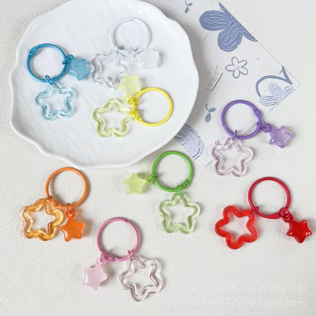 Transparent Acrylic Hollow Star Keychain - DIY Jelly Ring Accessory