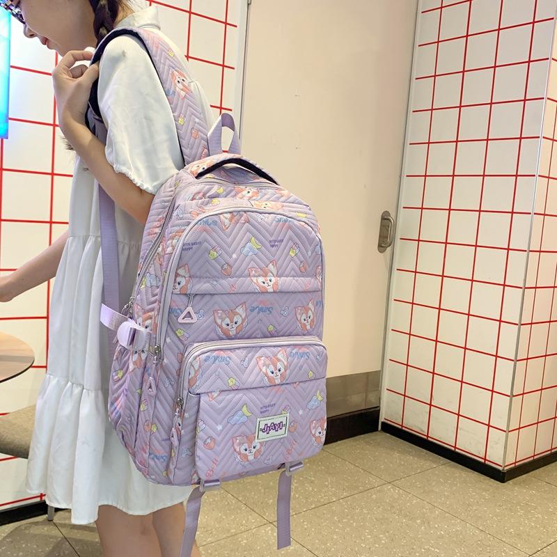 Grade 3-6 Schoolbag for Girls Fox Print Backpack Children Lightweight Backpack