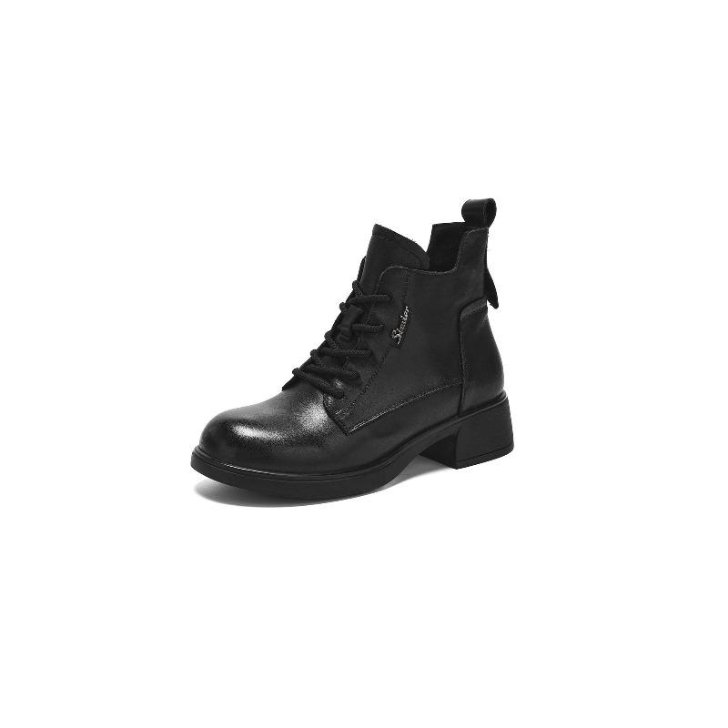 Retro Shoes and Boots, Women's Round-toed Chunk-heeled Ankle Boots, New Height-increasing Boots