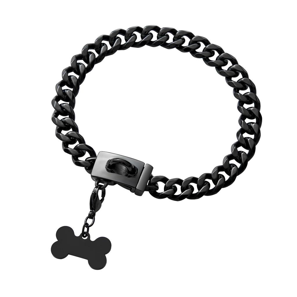 Chain Fashion Dog Collar With Bone Tag Design Suitable For Pet Decoration Daily