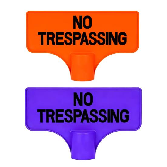 No Trespassing Sign Orange Purple Property Warning Sign Weather Resistant Highly Visible Outdoor Marker Sign for T-Post Mount Farms Construction Sites