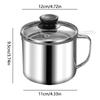 Glass Lid Bacon Grease Container Deep Fryer 1.3L Keeper With Handle Easily Refill Filter Pot Grease Strainer , With Glass Lid