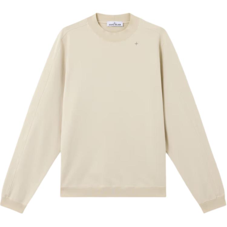 Stone Island Ster Geborduurd Ronde Hals Lange Mouwen Sweatshirt Heren sweatshirt Zand K1S156100017S00G5-V0095 XL