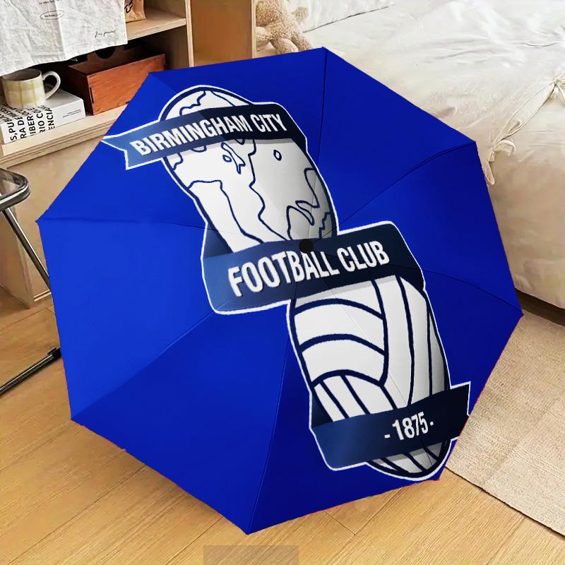 Parapluie Pliant Automatique Birmingham Football Club - Parapluie de Voyage à 8 Baleines avec Ouverture/Fermeture Automatique et Cadeaux Portables pour les vacances ou les anniversaires