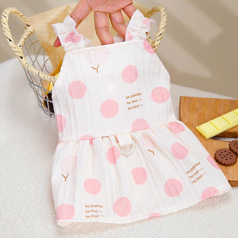 Korean big wave point pet princess skirt Teddy Pomeranian dog clothes spring and summer thin