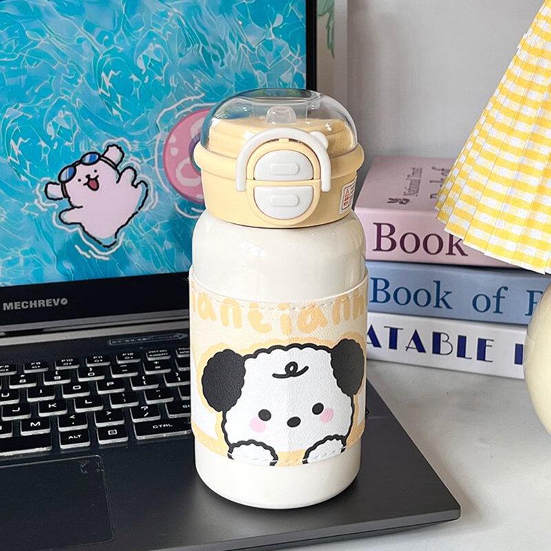 Shangqi 316 Stainless Steel Dual-Drink Insulated Bottle with Straw - Custard Dog Planet 500ML