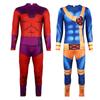 Full Body Jumpsuit Costume Muscle Print One Piece Bodysuit Long Sleeve Stretch Fit Stage Performance Outfit for Adults and Teens