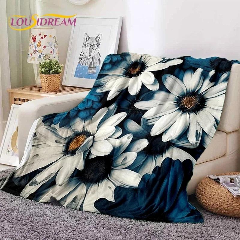 Dream Sun Flowers Nordic Daisy Yumuşak Battaniyeler, Sıcak Tut Atma Battaniyesi Piknik Yatakları Kanepe Ev Yatak Odası Hediyesi için Rahat Battaniye