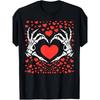 European Sizes Funny Skeleton Hand Heart Men's T-Shirt, Printed Crew Neck Suitable for Everyday Wear, Vintage Style Regular Fit for Men