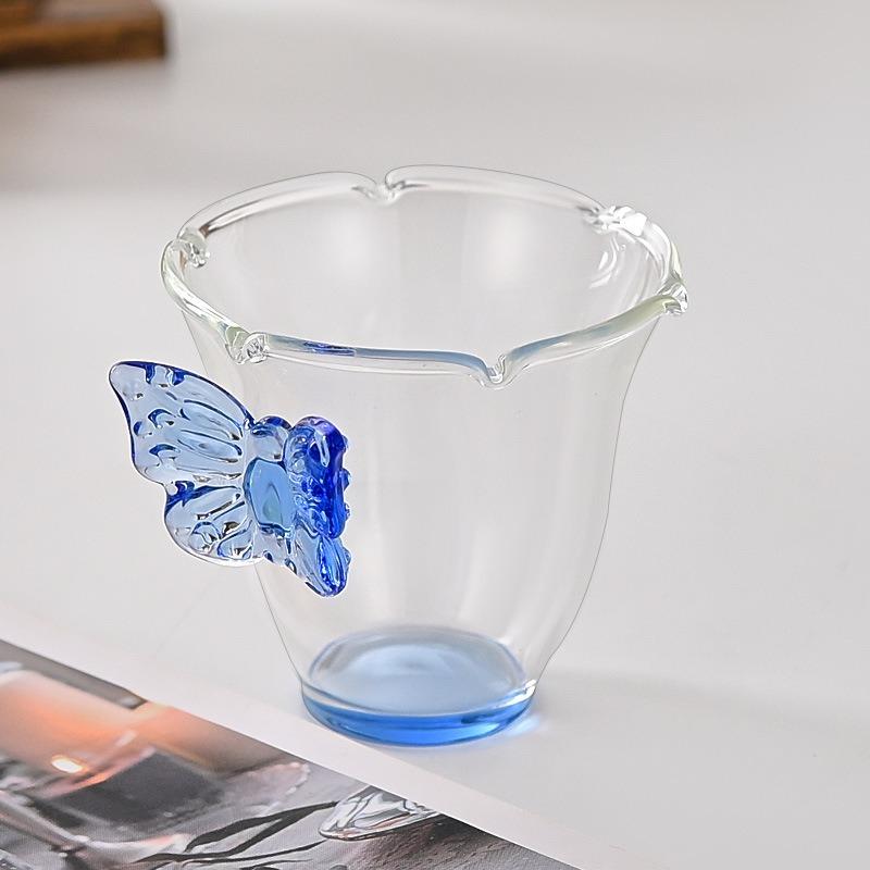 2pcs 80ml Glass Cups Butterfly Design Clear Heat-resistant High Borosilicate Glass Creative Tea Cups Wine Cups Coffee Mug Drinkware