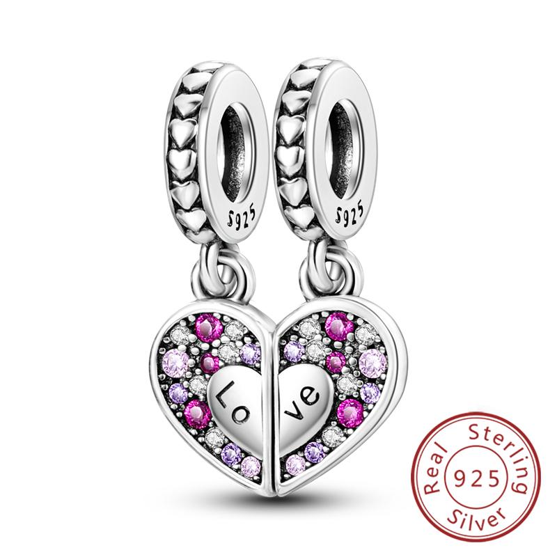 Original Copper Charm Bead Heart Lovers Valentine'S Day Charm Fit Charm Bracelet Pendant Women Jewelry Gift