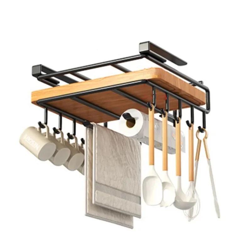 Under Cabinet Hanging Organizer Rack - Multi-Purpose Storage Shelf for Towels, Cutting Boards, Pot Lids and Kitchen Tools