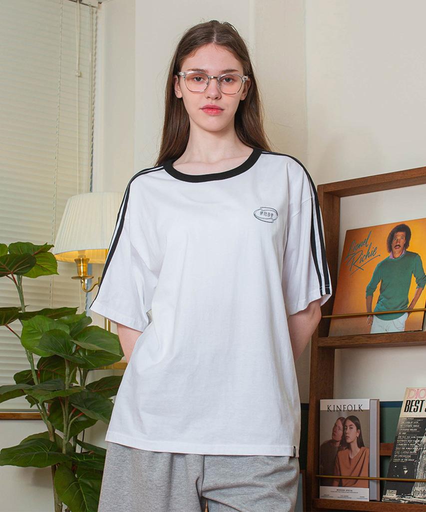 GHOST REPUBLIC Line Oversized Track Short Sleeve T-Shirt Gt-365_White