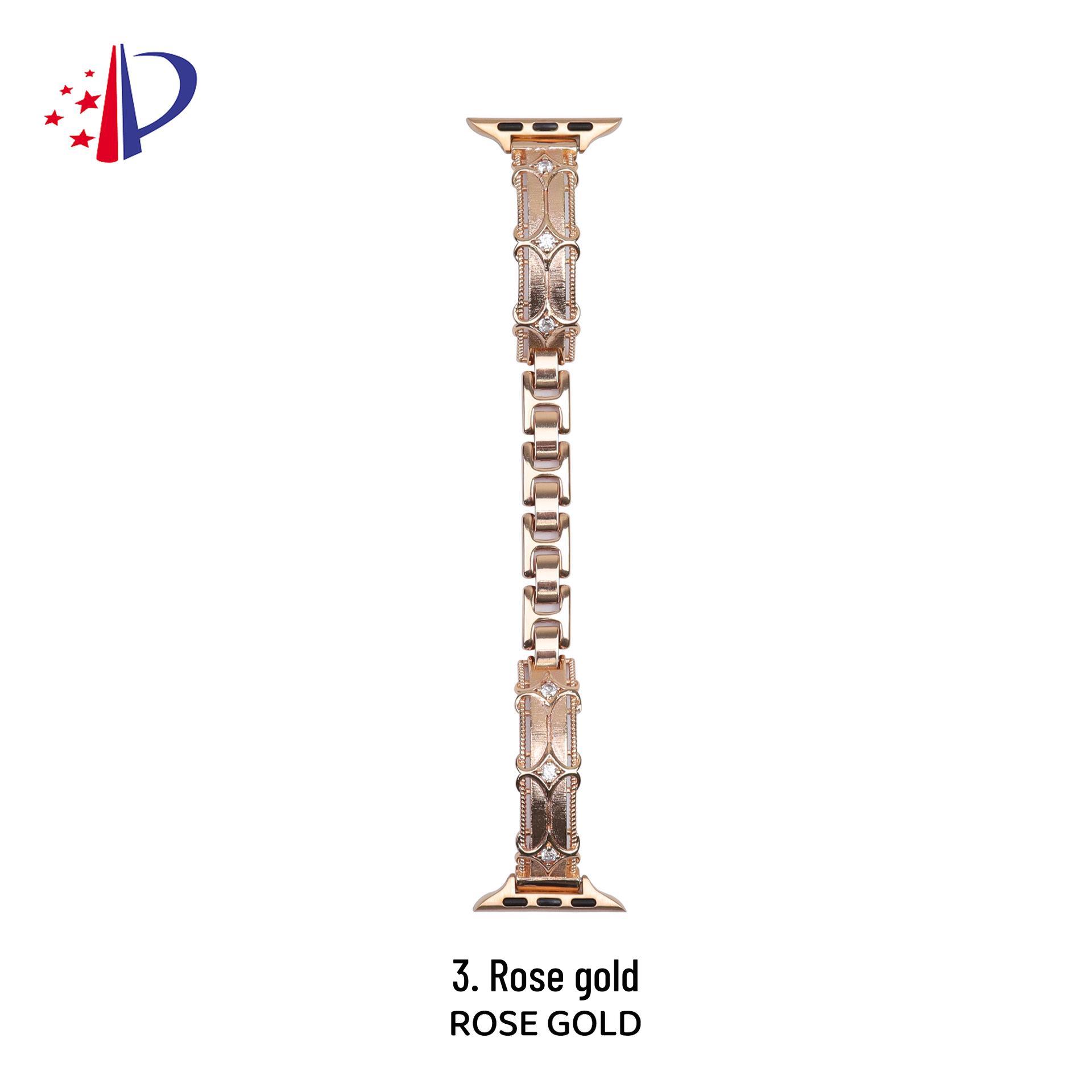 

Star Zircon Copper Chain Strap for Apple Watch (Series 2-10) Wristband Huawei Fit3/Fit4 рожевий колір золота