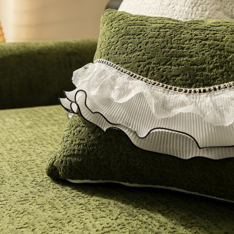 Solid Color Four-Season Universal Sofa Cushion Cover French Non-Slip Chenille Living Room Sofa Cover Cloth Towel New Model