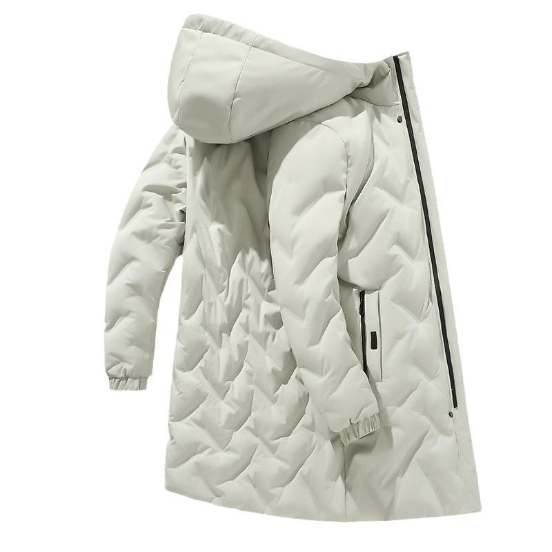 Down Jacket Men's New Winter Hooded Men's Large Size Personalized Medium and Long Handsome Coat