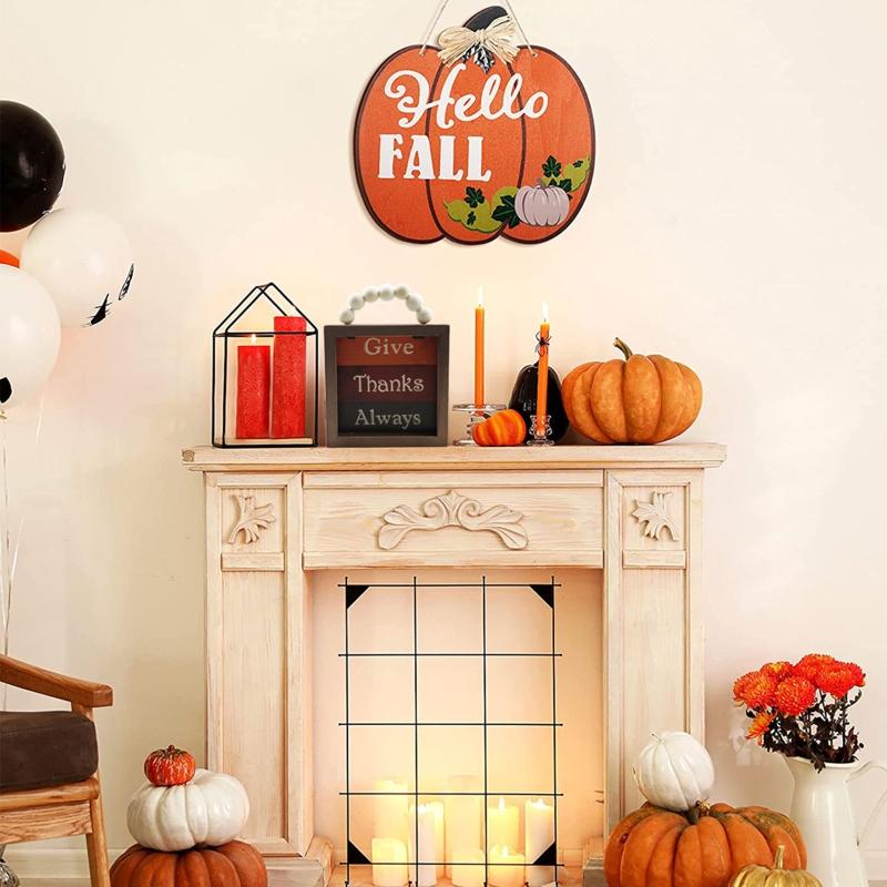 Fall Wood Front Door Hanging Sign Letter Wooden Plaque Fall Decor Autumn Plant Wood Wall Art Hanging for Farmhouse Home