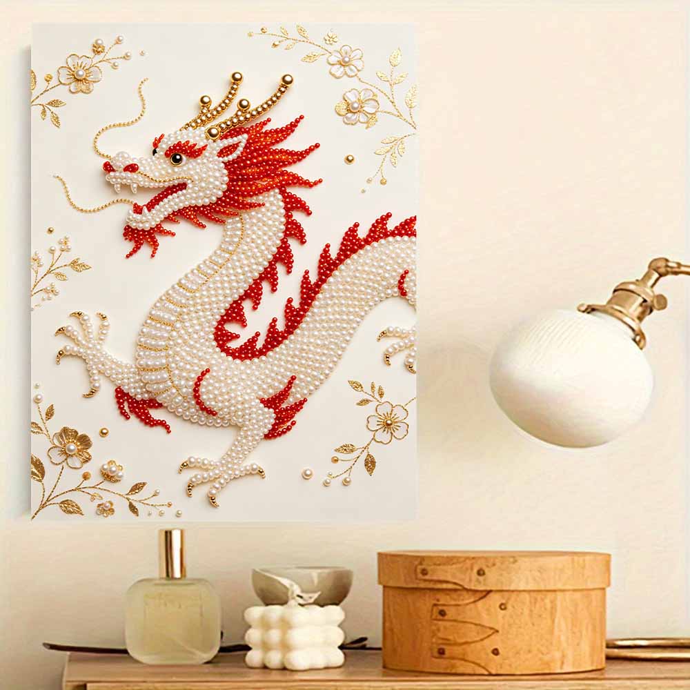 Kit Perla del Drago 5D Fai da Te con Strass Rotondi Artigianato Artistico per Adulti Decorazione Murale per la Casa Design Senza Cornice Adatto ai Principianti
