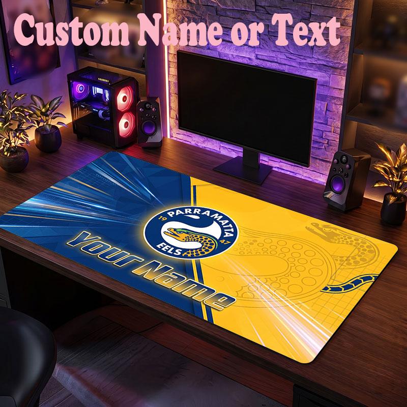 Parramatta Eels Customized Name Text Mouse Pad, Large Desk Mouse Mat Personalized Home Office Present
