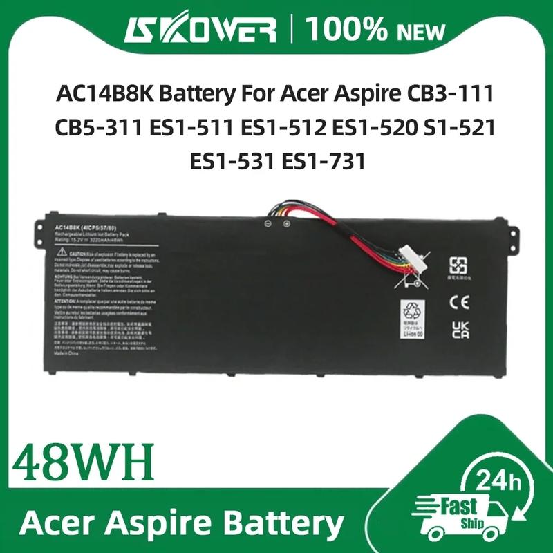 SKOWER AC14B8K Battery for Acer Nitro 5 AN515 AN515-52 AN515-53 Aspire R3-131T ES1-111 V3-111 AC14B3K AC14B7K AP14B8K AC14B18K