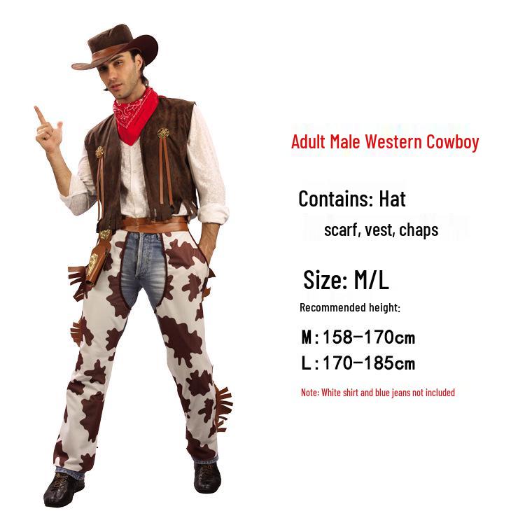 

Ковбойський костюмний набір для дорослих чоловіків та жінок - Жилет та капелюх M