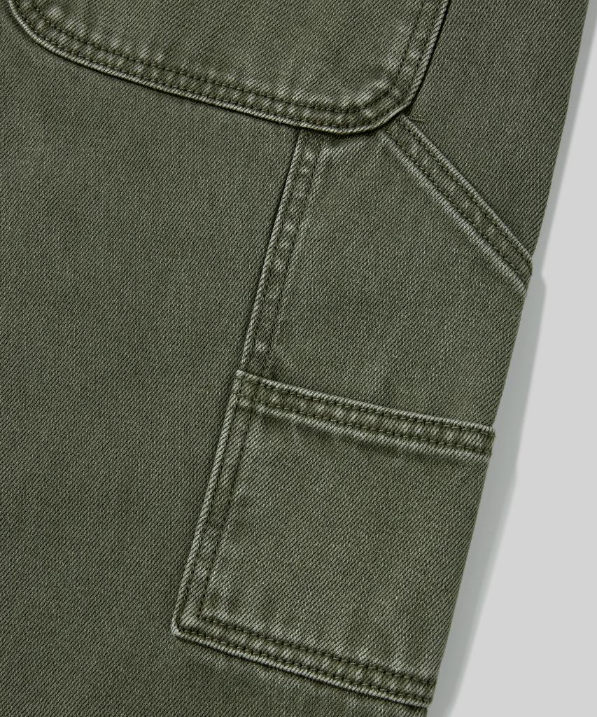 Beodeonteu Garment-Dyed Carpenter Wide Cotton Pants [Khaki]