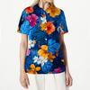 Women's fashionable casual Hawaiian print short-sleeved button-down collar shirt top