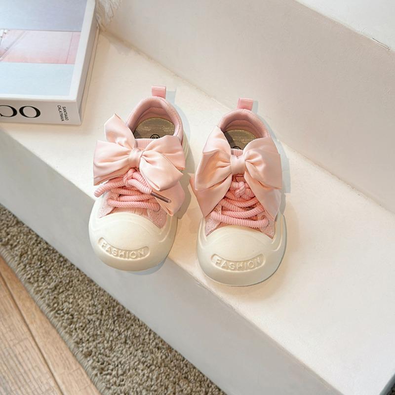 Children Casual Shoes with Bow-knot Simple Girls Unique Canvas Shoes Kids Sweet Sport Shoes Non-slip Round-toe 2024 Autumn New