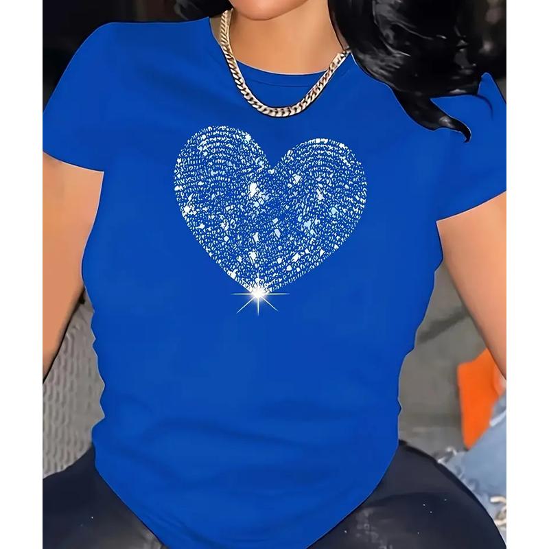 Women Summer T Shirt Retro Fashion Short Sleeve Tees Casual Love Printed Tops