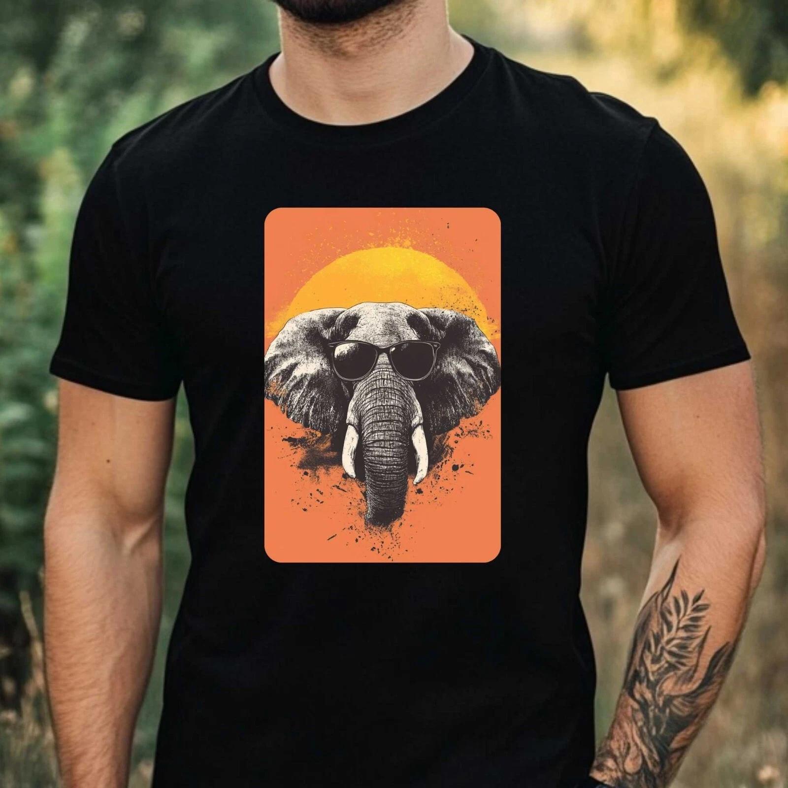 T-Shirt Herren Elefant mit Sonnenbrille Motiv Baumwolle Größe XS bis 5XL XXL
