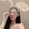 Veil Cat Rabbit Ear Hoop Sexy Lace Cat Ears Veil Headbands Black Hairbands Eye Mask Anime Cat Cosplay