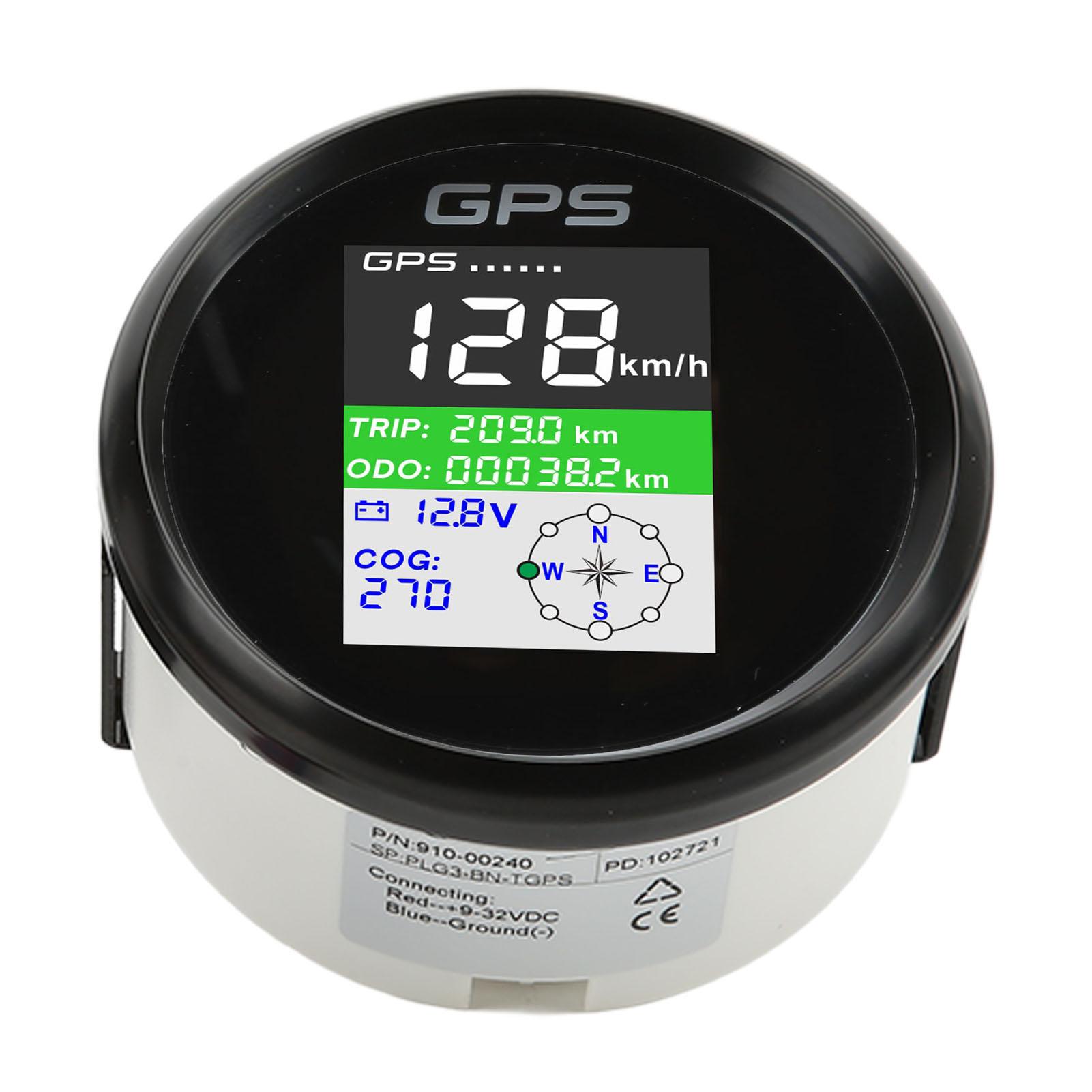 

85mm GPS Speedometer Km h Knot MPH DC9‑32V TFT Screen IP67 Waterproof Speed Gauge Universal for Cars Motorcycles Black frame чёрный