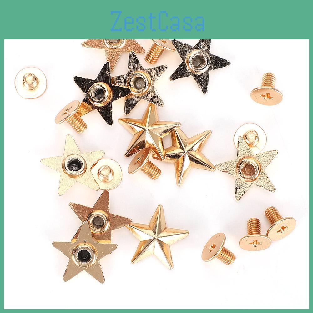 Studs Shape Diy Rivet Star Clothes Shoes Decoration Accessories With Screws 14mmgold