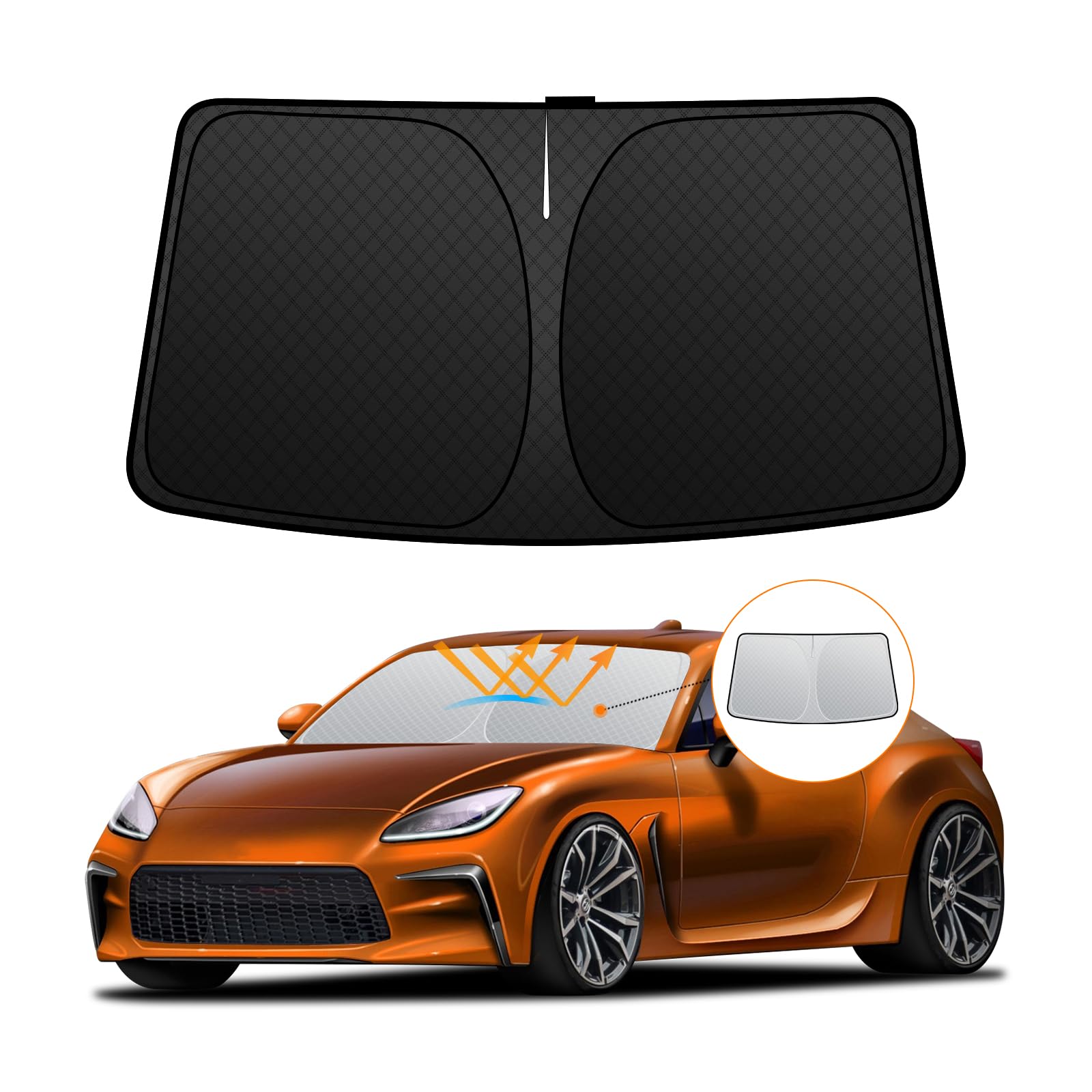 

Toyota BRZ Windshield Sunshade UV No Suction Cups Light Summer UV Easy Installation and Interior Includes Storage Bag [Reinforced Edition] 86/Subaru