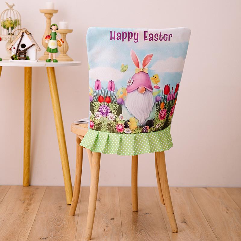 

Decoration Delightful Easter Chair Cover In Polyester With Whimsical Pattern Rabbit Easter Chair Cover