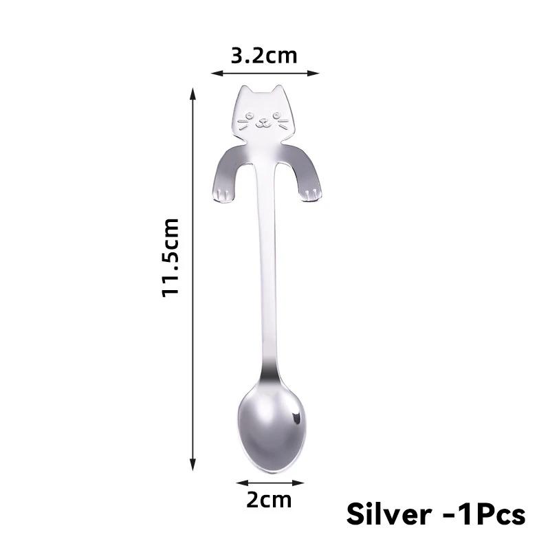 

Новинка 1 шт. Нержавеющая сталь креативная ложка в форме кошки для кофе, чайная ложка, детская ложка для размешивания торта, сахара, супа, десерта