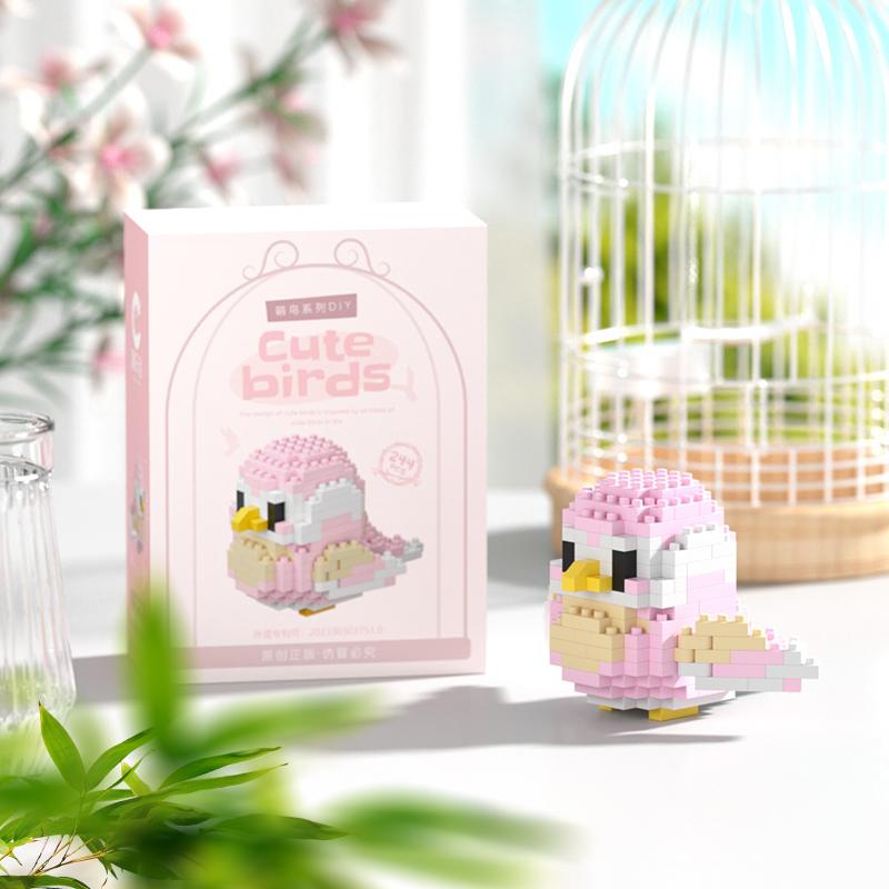 12PCS/ Set Cute Bird Brick Series Building Blocks Micro Block Parrot Anri Sparrow Birds Miniature Toys for Girls Children Gifts