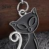 Lightweight Key Ring 2Pcs Black White Cat Keychain for Backpacks Oil Dripping Enamel Zinc Alloy Holder Kitten Ring Metal Bag Schoolbag Charm