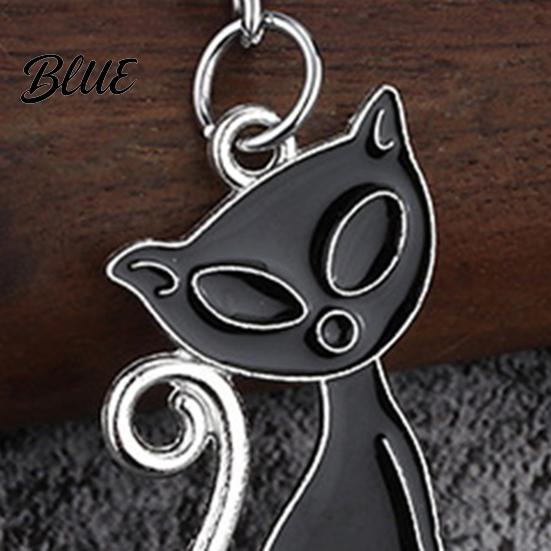 Lightweight Key Ring 2Pcs Black White Cat Keychain for Backpacks Oil Dripping Enamel Zinc Alloy Holder Kitten Ring Metal Bag Schoolbag Charm